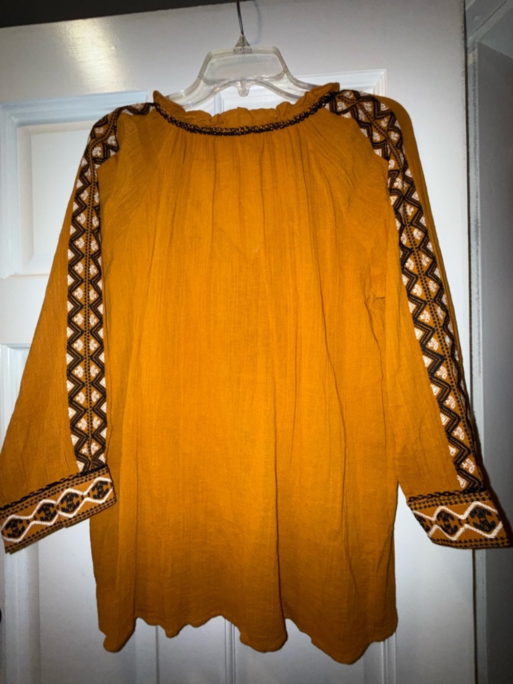 ba&sh Rust Embroidered Boho Peasant Blouse Tassel Tie Tunic Top - Picture 3 of 6